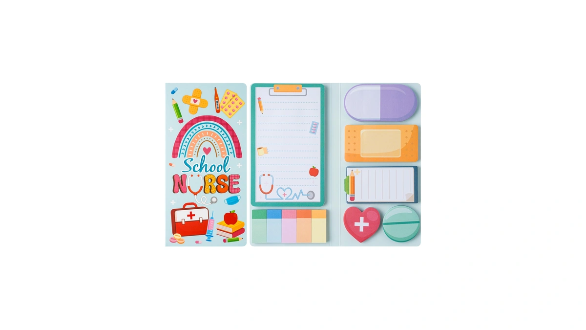 Xqumoi School Nurse Sticky Notes Set - Cute Cartoon Medical