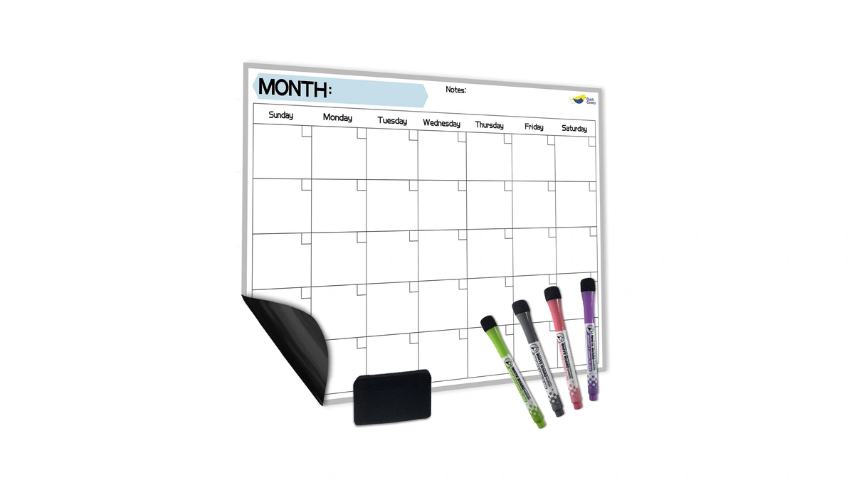 Monthly Magnetic Calendar For Refrigerator - 17x12” Stain-resistant Dry Erase