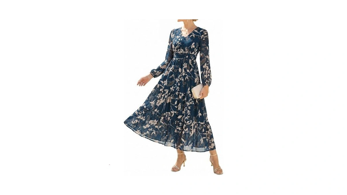 Grace Karin Women's Floral Long Sleeve Dress,wedding Guest Dresses,maxi Dress