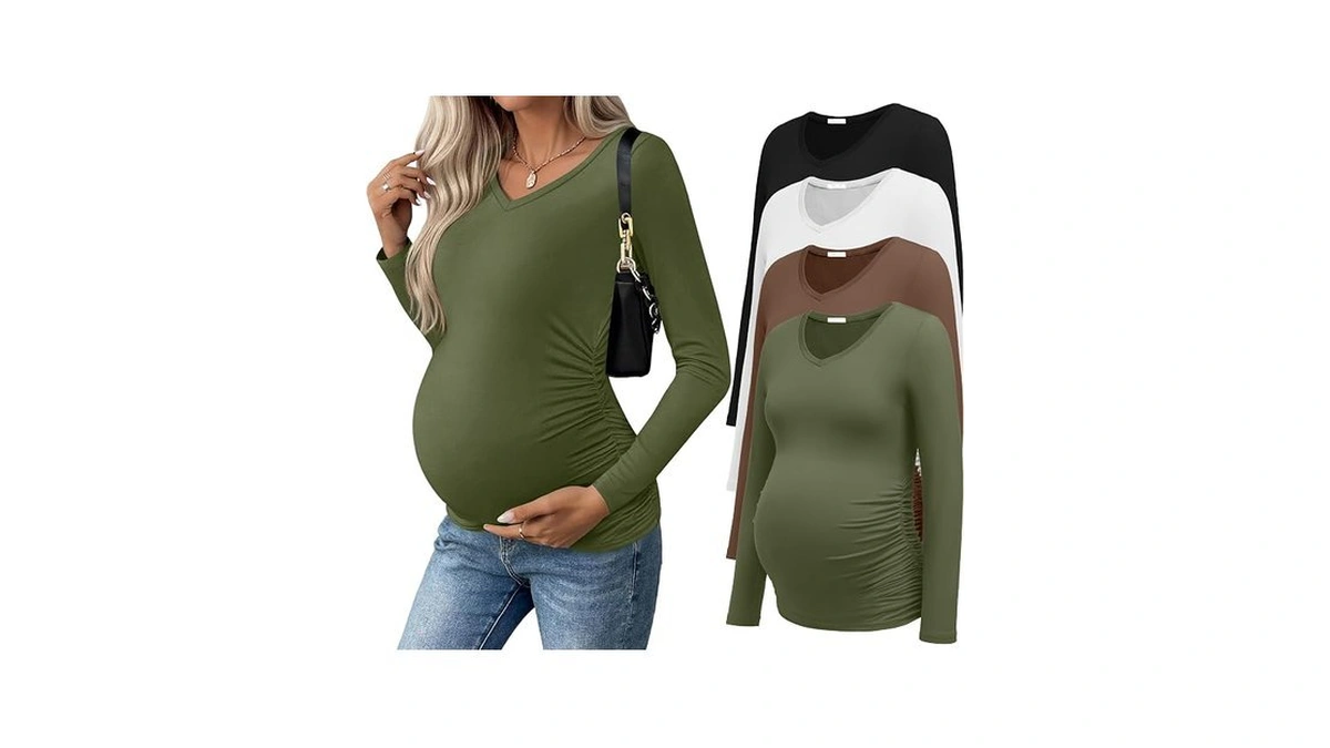 Amazon code: Ekouaer Womens Maternity Shirts Long Sle