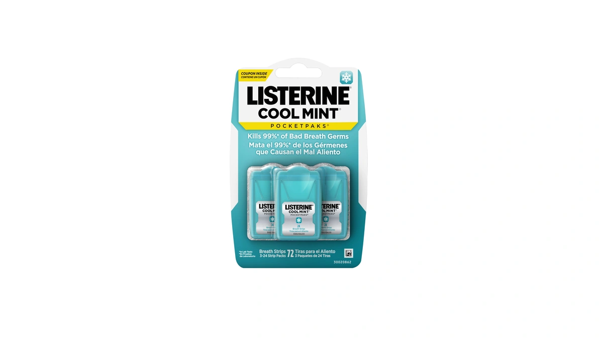 Listerine Travel Essentials Cool Mint Pocketpaks Breath Strips, Travel Size