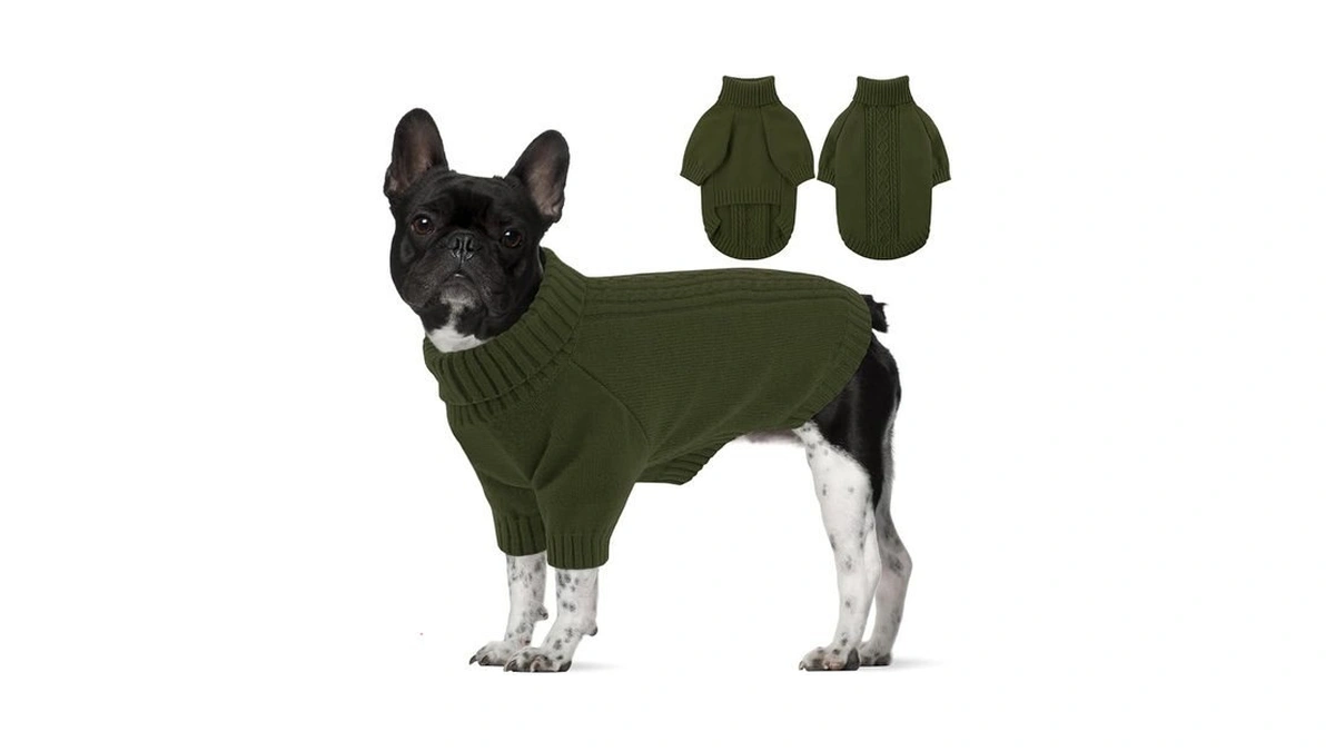 Sawmong Dog Sweater For Medium Dogs, Turtleneck Knitted Pullover Sweater
