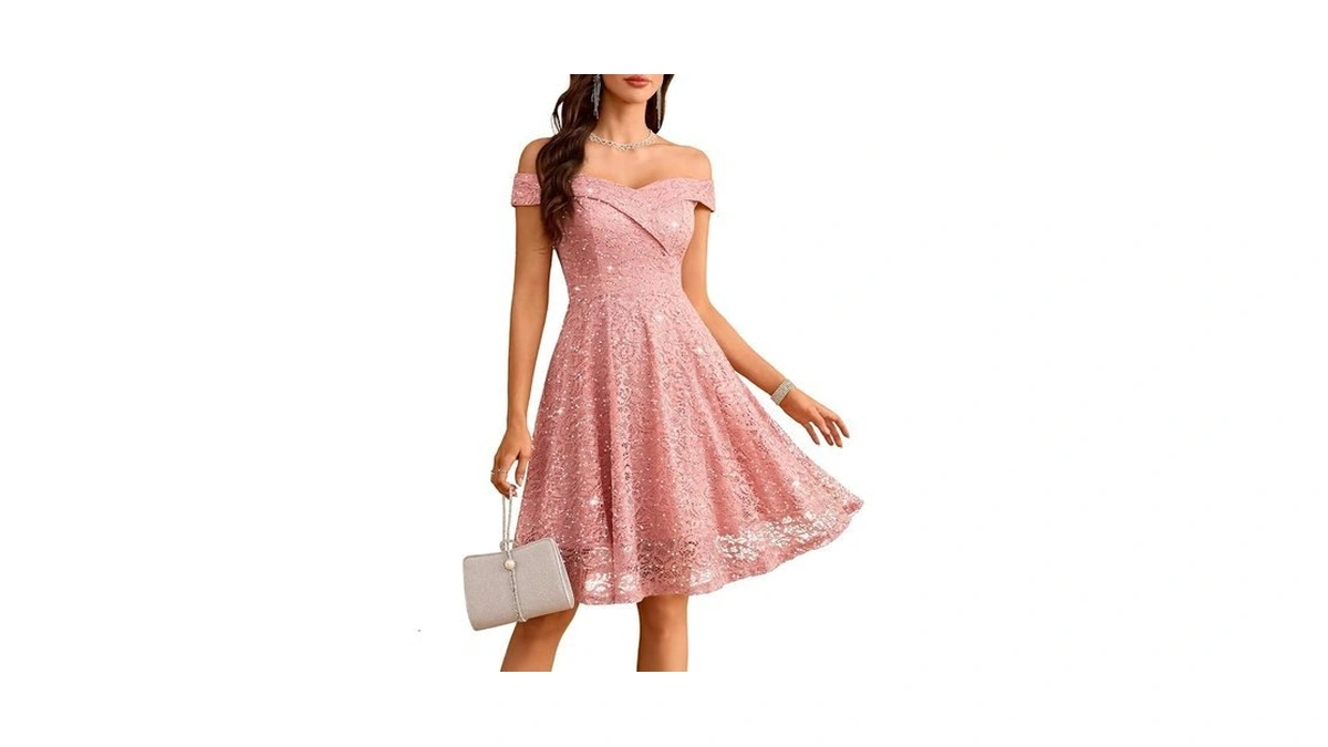 Homrain Blush Sequin Lace Graduation Dresses For Teens Off The