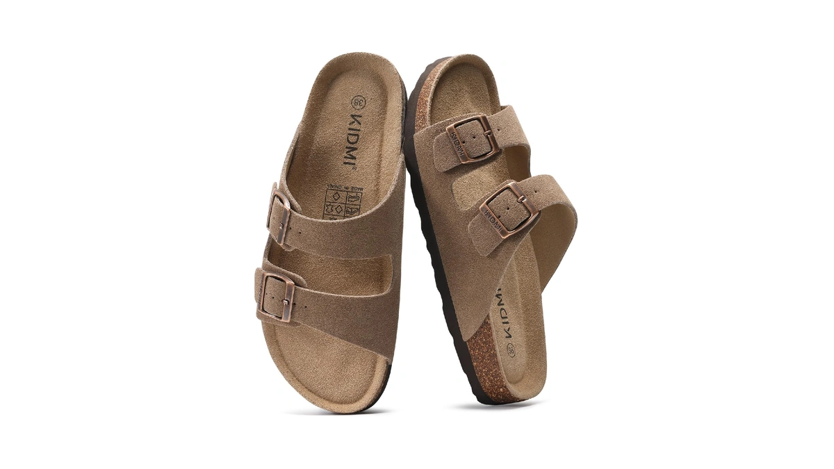 Kidmi Unisex Genuine Suede Summer Sandals Arch Support Cork Footbed
