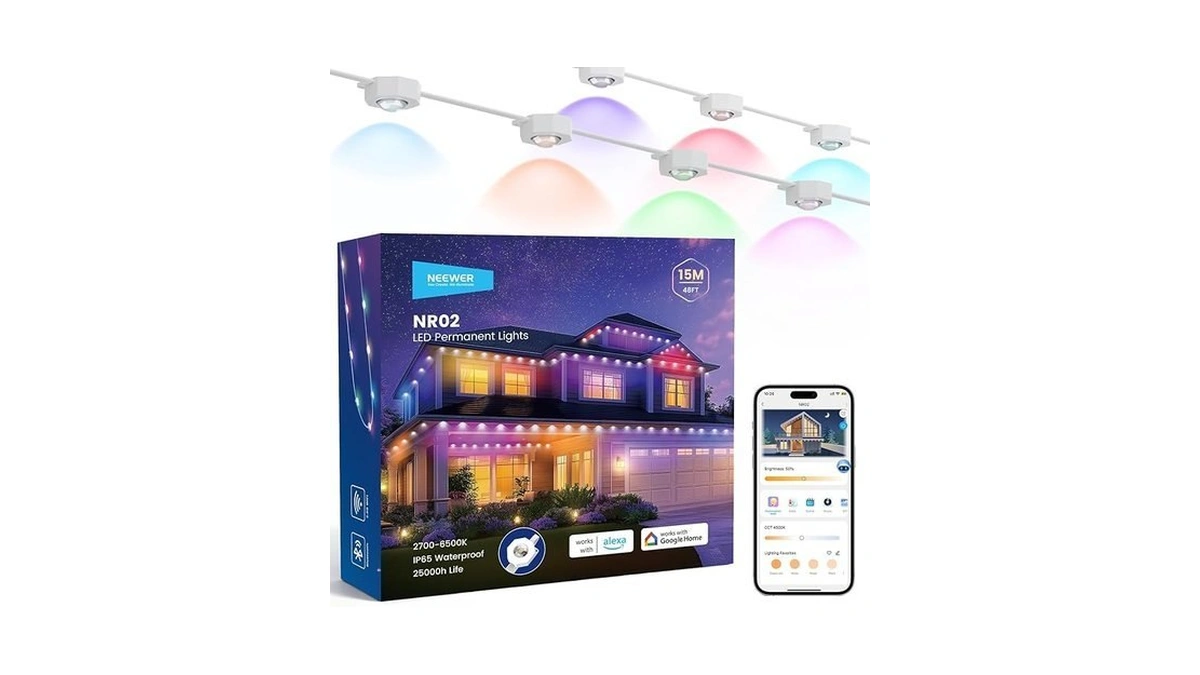 Neewer 48ft Permanent Outdoor Lights For House Decor, Smart Ai
