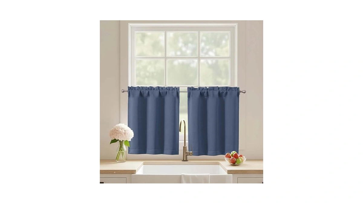 Ebesto Cafe Curtains 24 Inch Length, Light Blocking Short Kitchen