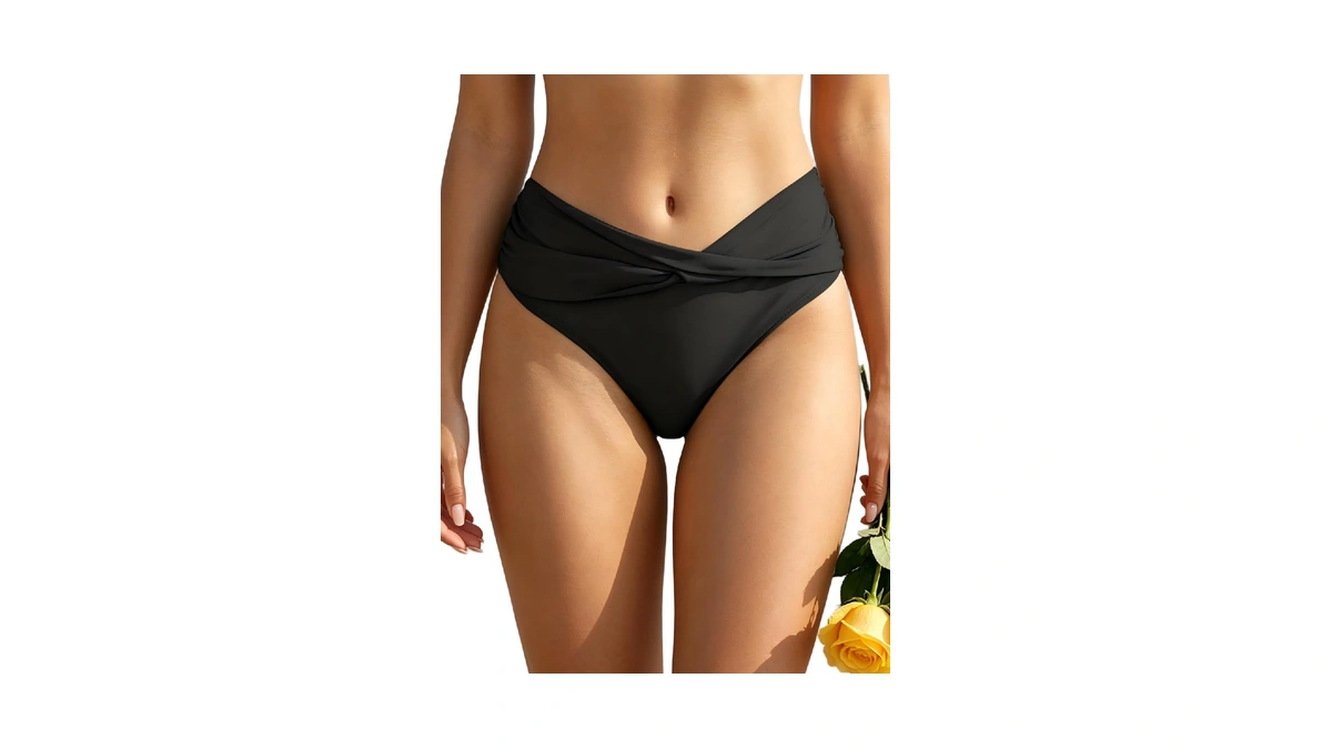 Shekini Women's Cheeky Swimsuit Twist Front Bikini Bottoms Ruched Swim