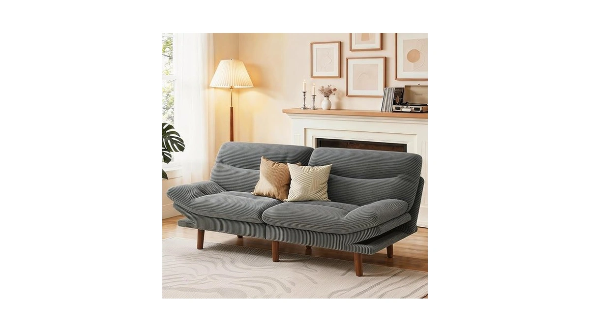 Marsail 66" Futon Sofa Bed, Convertible Corduroy Futon Couch With