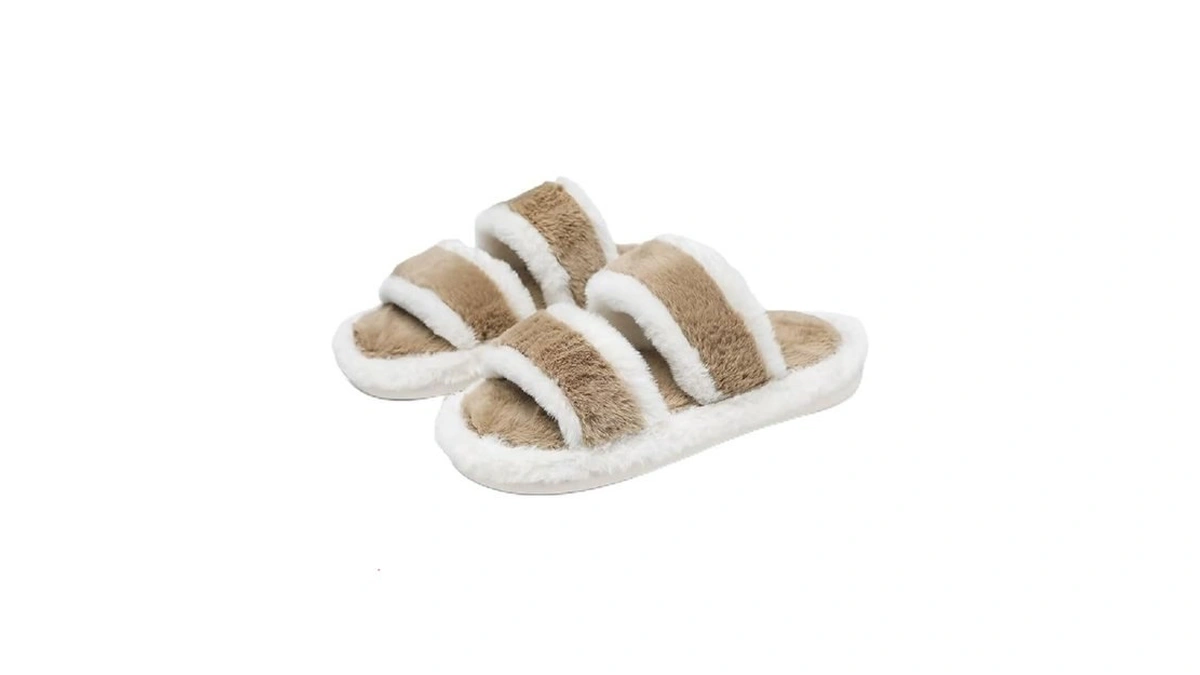 Mwx Women's Open Toe Warm Fuzzy House Slipper Soft Comfy