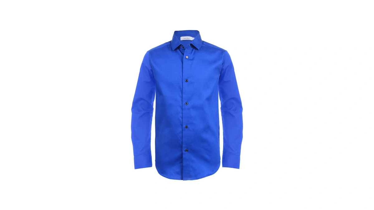 Calvin Klein Boy's L/s Sateen Hanging Shirt (big Kids) Dark