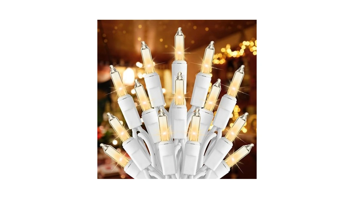Brightown Christmas Lights, 100-count 20ft Clear Incandescent Bulb Mini String