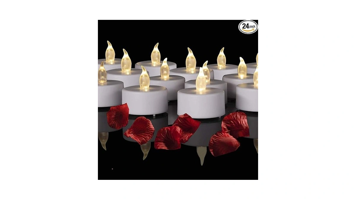 Hanzim Battery Operated Led Tea Lights: 24pack Flameless Votive Candles