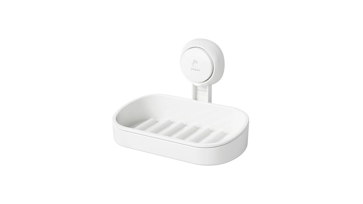 Leverloc Soap Dish Holder For Shower Suction Cup Wall Mounted