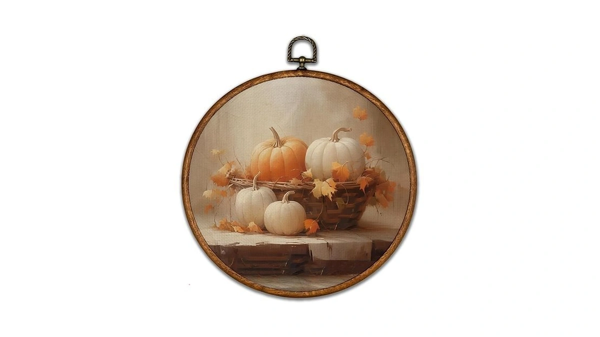 Bcuangd Vintage Pumpkin Round Wall Art Decor - Retro Autumn
