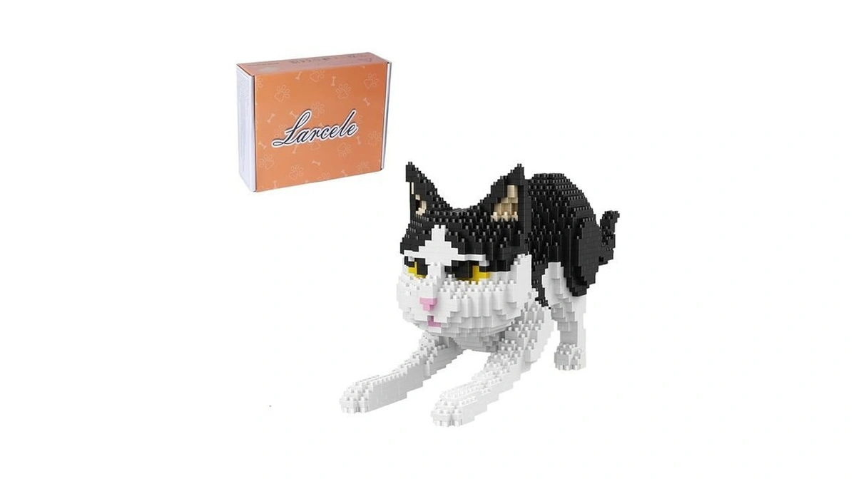 Larcele Cat Mini Building Blocks Animal Set, Diy Micro 3d