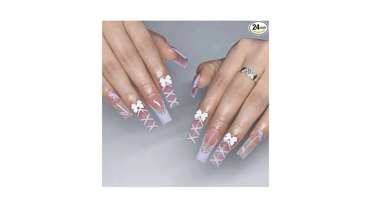 Misud Press On Nails - Long Square Fake Nails With