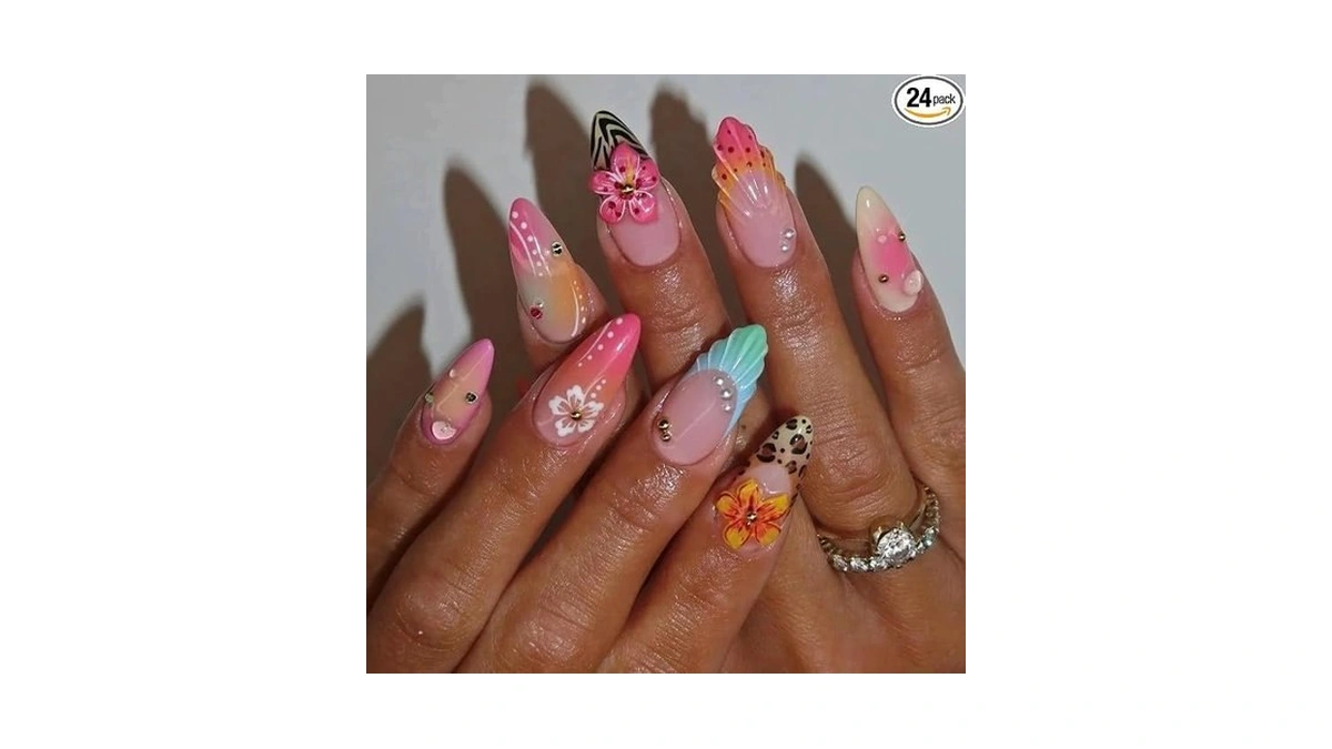 Misud Press On Nails - Medium Almond Faked Nails With