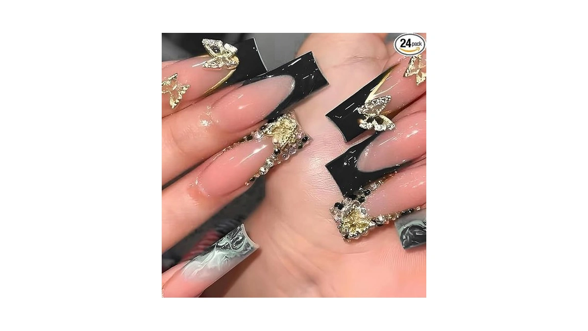 Misud Press On Nails - Long Square Glue On Nails