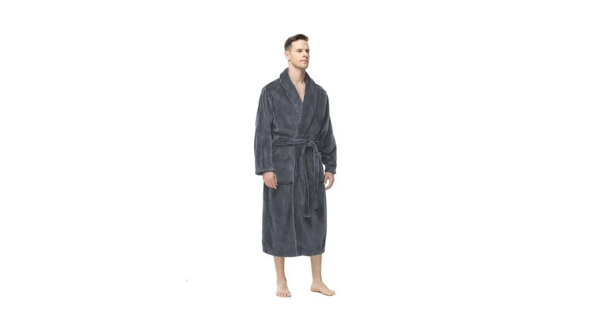 Yurhap Mens Fleece Robe, Soft Plush Robe For Men, Fluffy