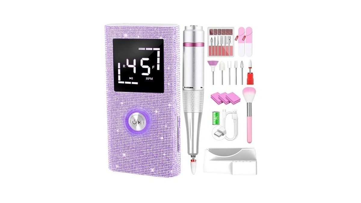 Cozyzen Cordless Electric Nail Drill, 45000 Rpm Rechargeable Diamond E-file,