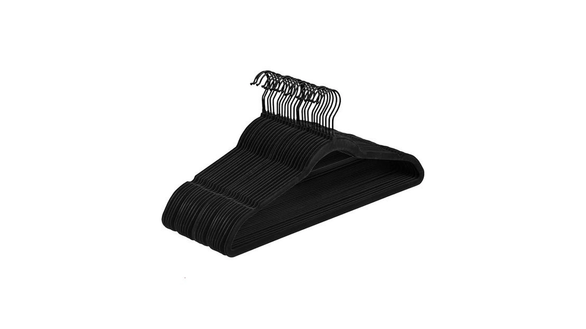 Panchfjhoraic Black Velvet Hangers 30 Pack Heavy Duty - Non