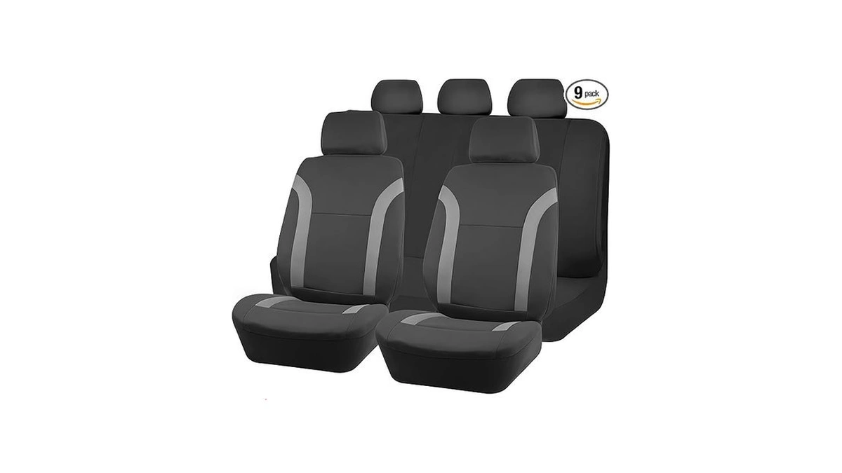 Zpana Car Seat Cover Full Sets, 9pcs Waterproof Vehicle Front