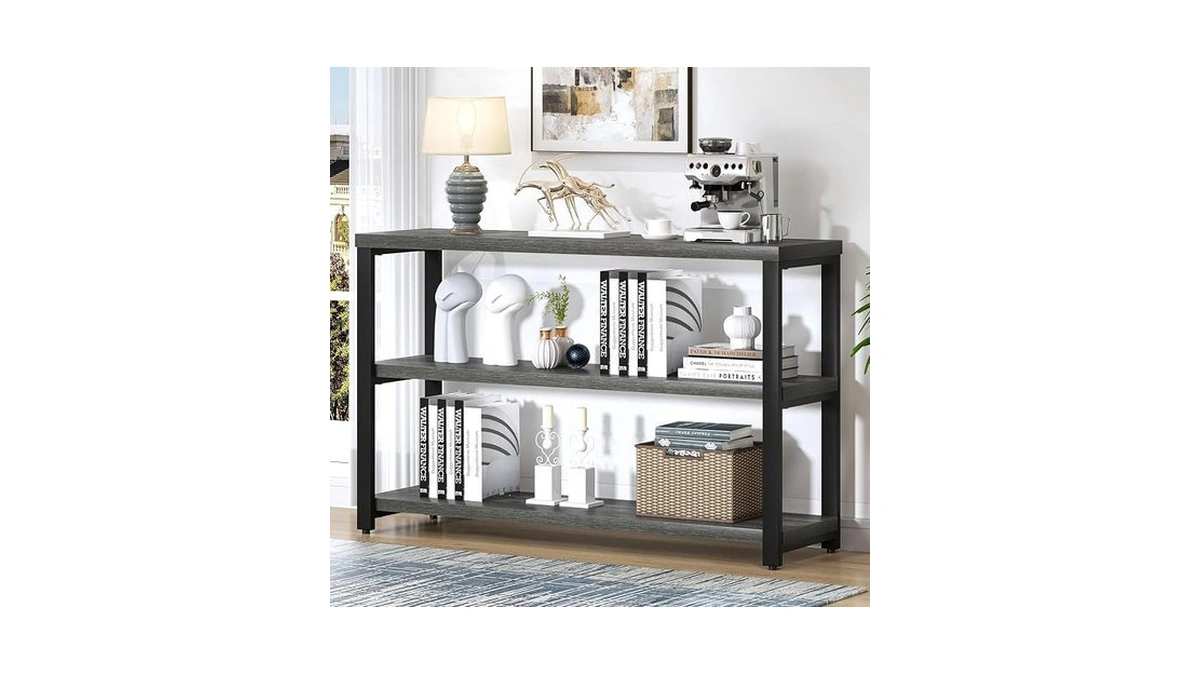 Excefur 47 Inch Rustic Metal And Wood Entryway Table, Console