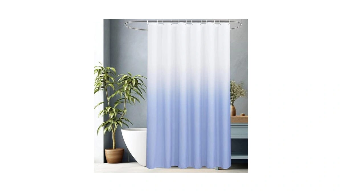 Aoohome Fabric Shower Curtains, Cloth Ombre Blue Shower Curtain Sets,