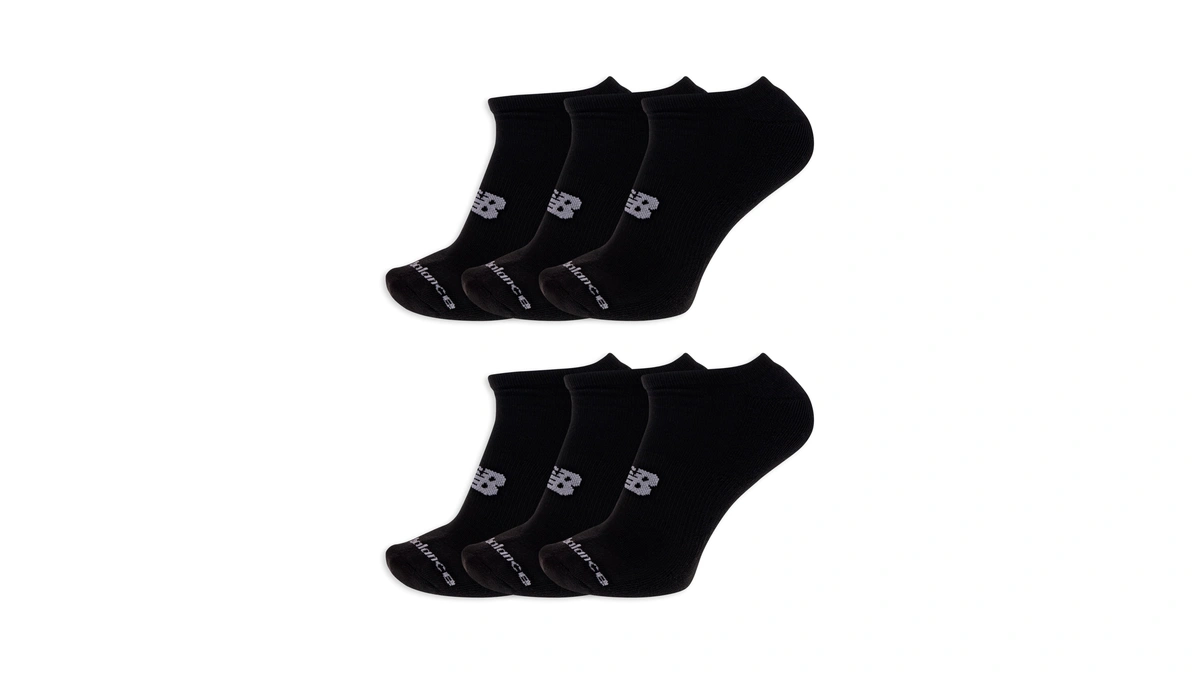 New Balance Unisex No Show 6 Pair Pack, Black, Medium
