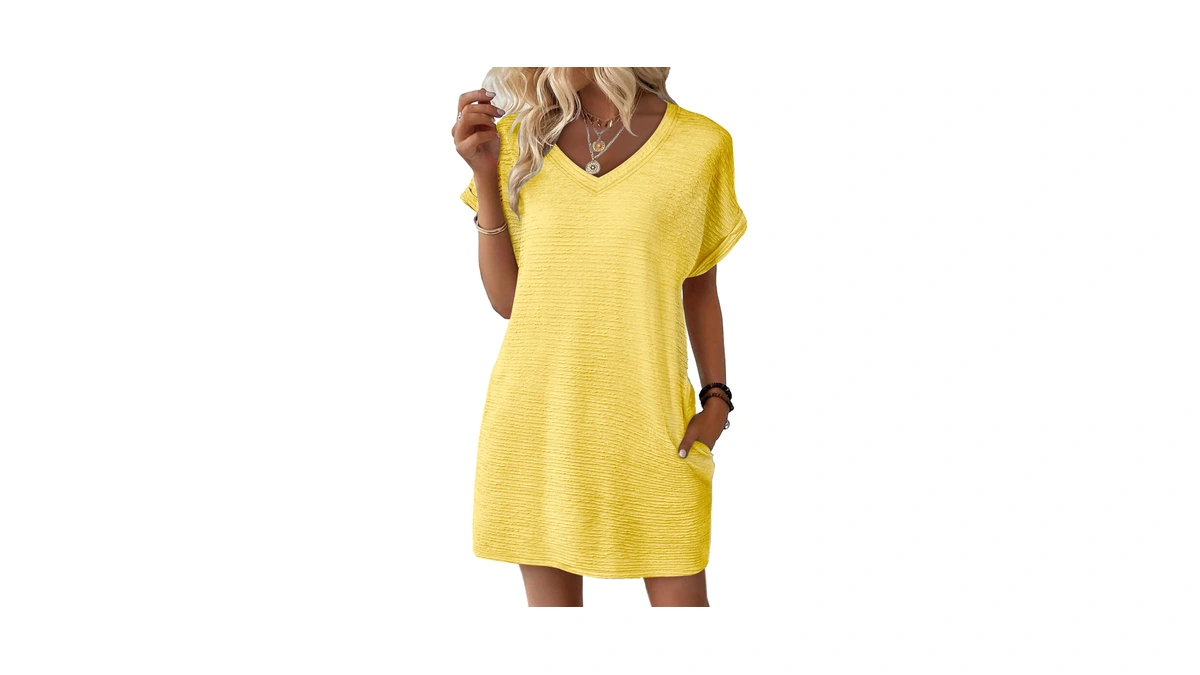 Kissmoda Womens Summer Dresses Casual Short Sleeve Beach Mini Tshirt