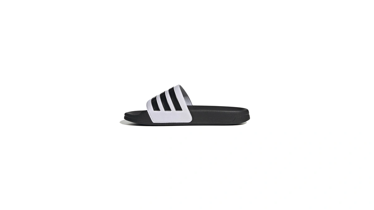 Adidas Unisex Adilette Shower Slides Sandal, White/black/black, 8 Us Men