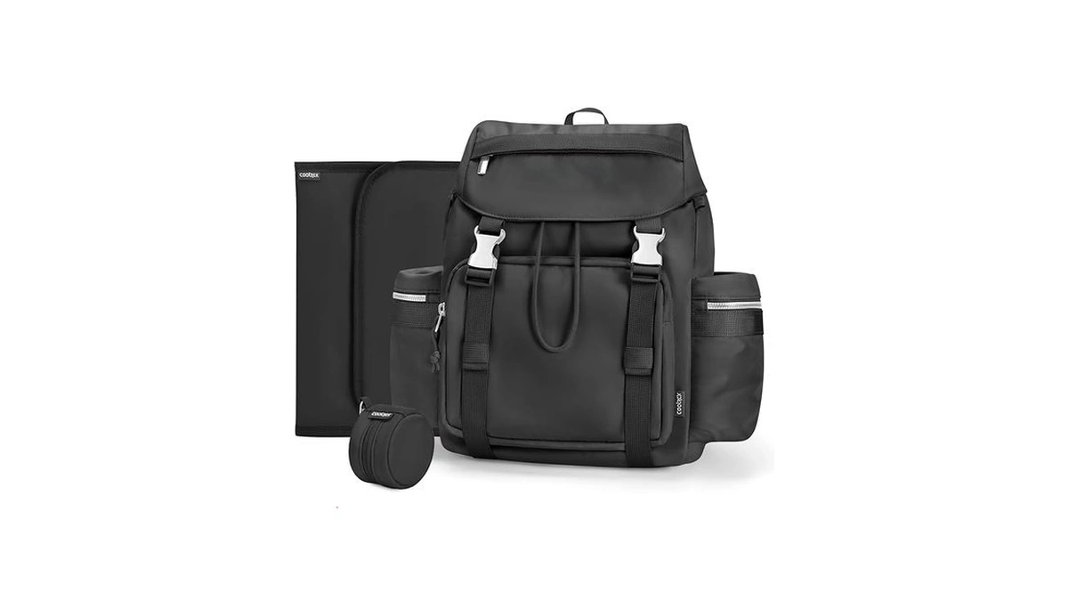 Coolrex Diaper Bag Backpack With Changing Pad, Pacifier Case &