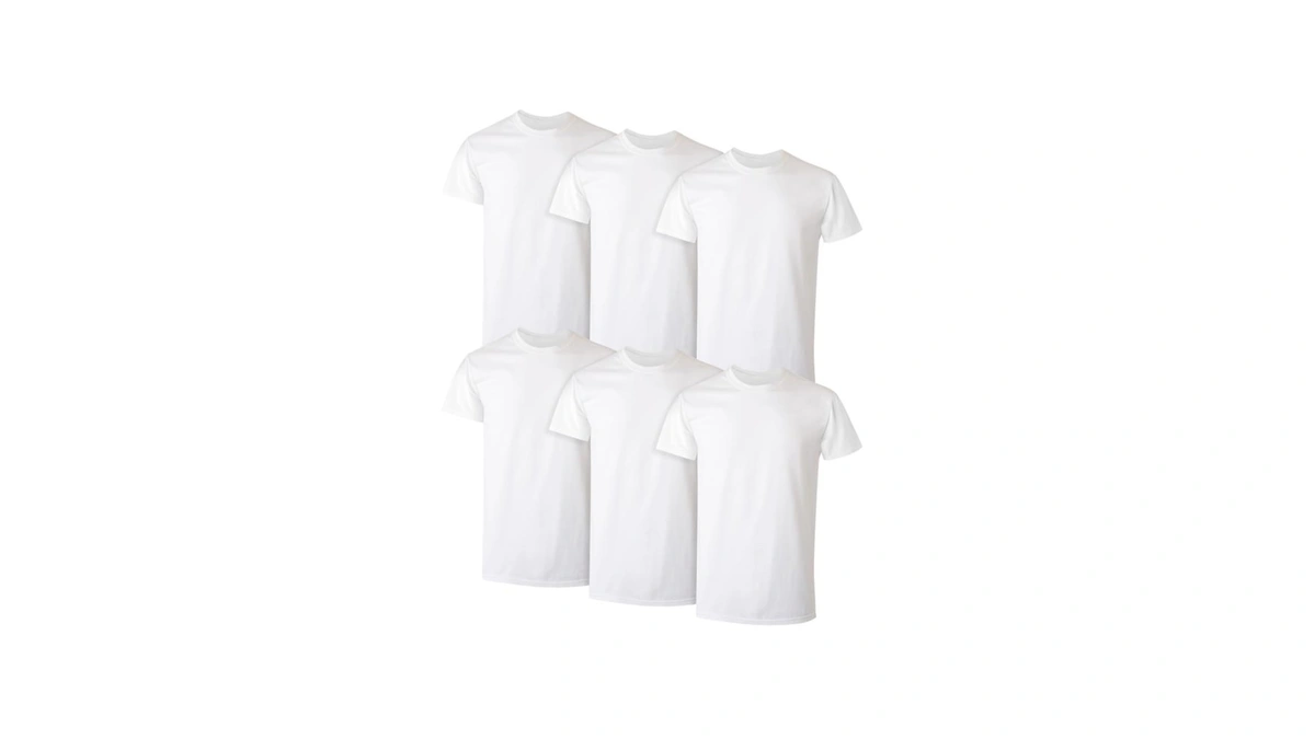 Hanes Mens Cotton, Moisture-wicking Crew Tee Undershirts, Multi-packs, White -