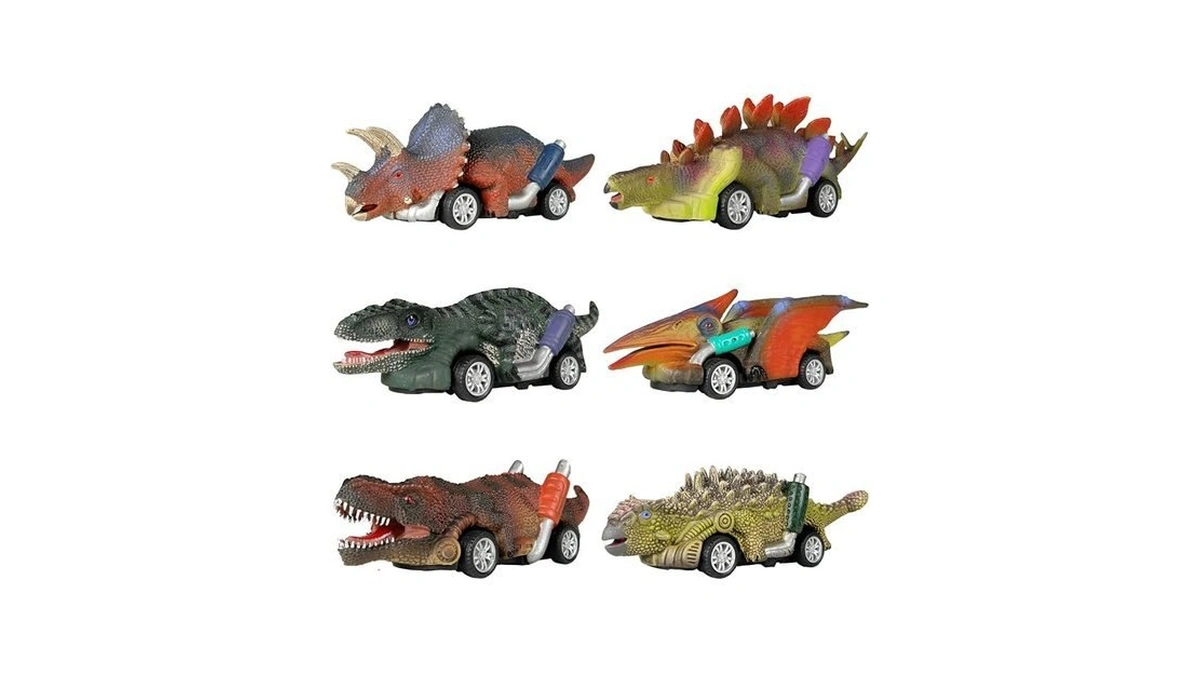 Dinobros Dinosaur Toy Pull Back Cars,6 Pack Dino Toys For