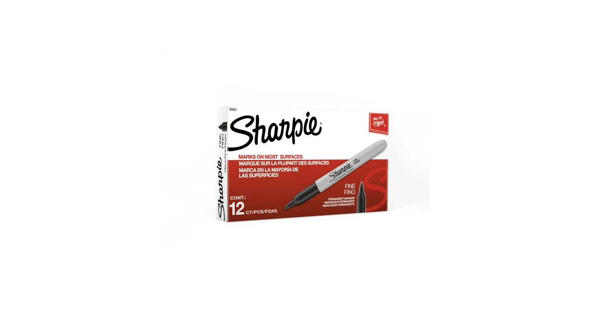Sharpie Permanent Markers, Fine Tip, Black, 12 Count - Quick