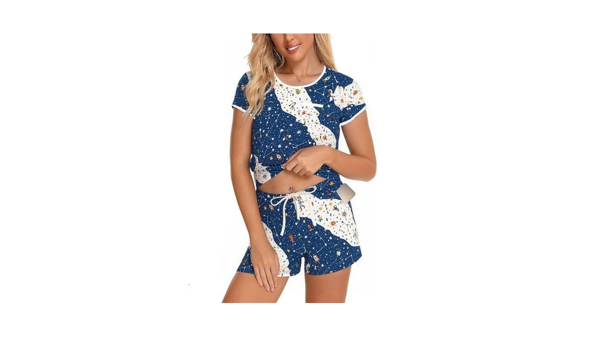 Hrbtens Womens Pajamas Sets Shorts 2 Piece Short Sleeve Sleepwear