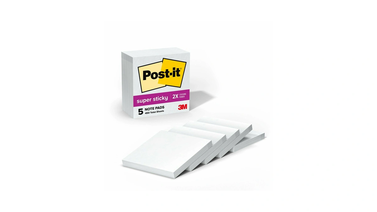 Post-it Super Sticky Notes, 5 Sticky Note Pads, 3 X