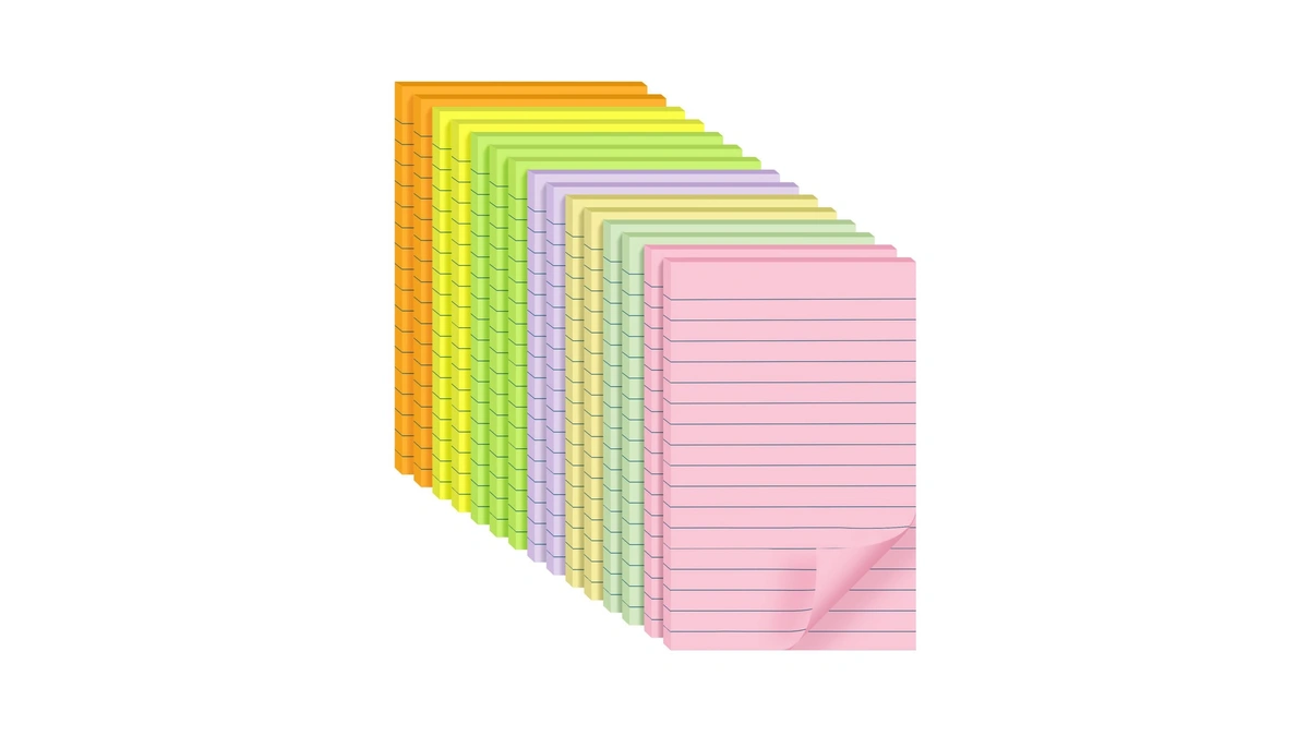 Lined Sticky Notes 4 X 6 Inches, 15 Pads, 375