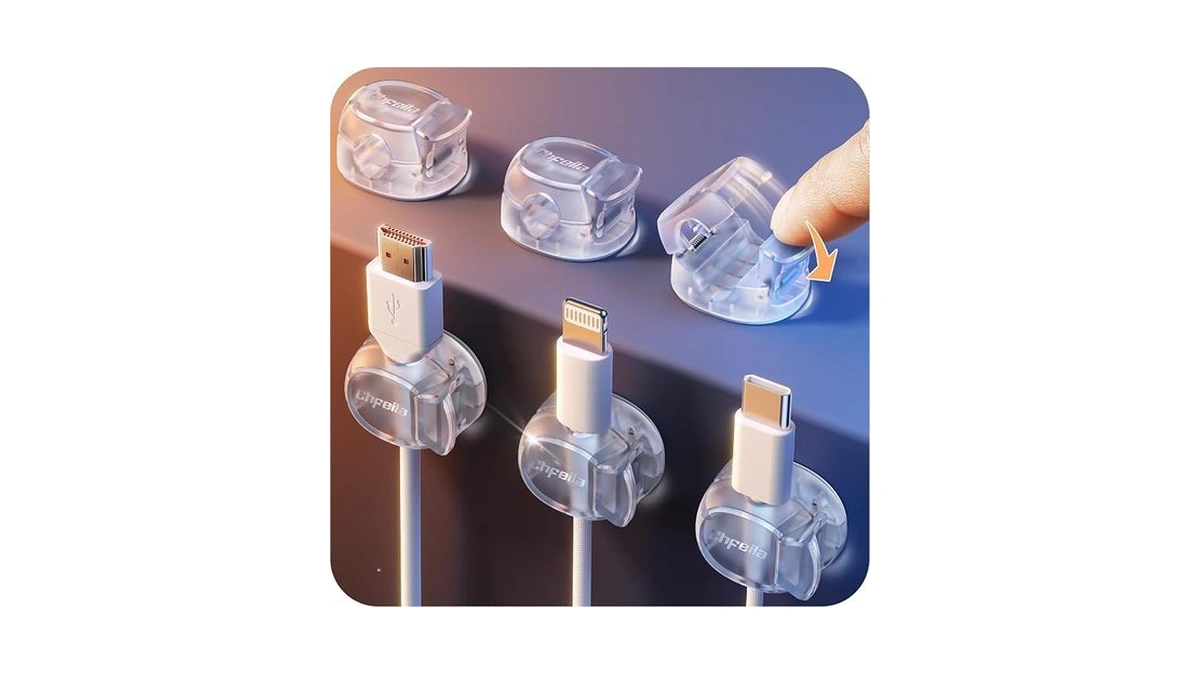 Cable Clips, Chfeila 6pack Dual Spring Cord Organizer With Clasp