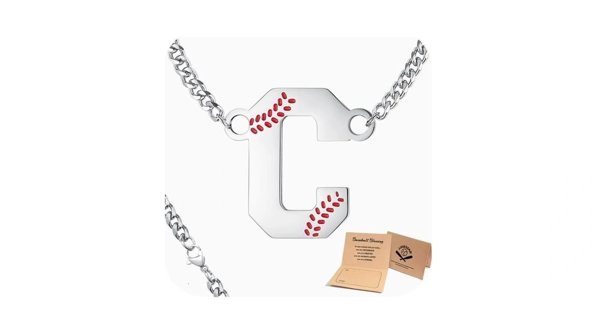 Qinjiejie Initial Baseball Necklace For Men C Letter Necklaces Sports