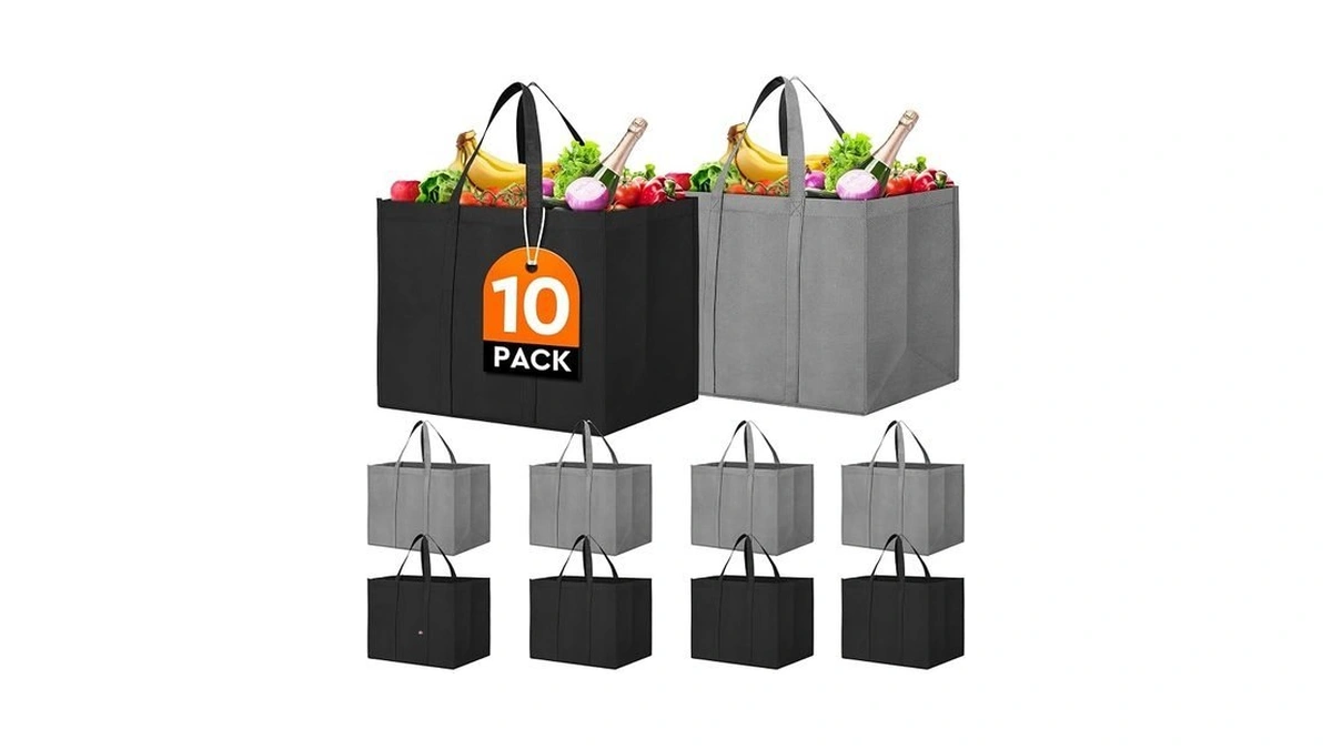 Wiselife Reusable Grocery Shopping Bags 10 Pack Large Foldable Tote