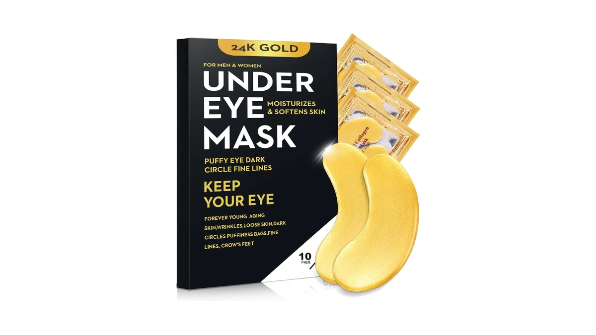 Bukamkom 20pcs/10pairs Under Eye Patches Gold For Dark Circles, Puffy