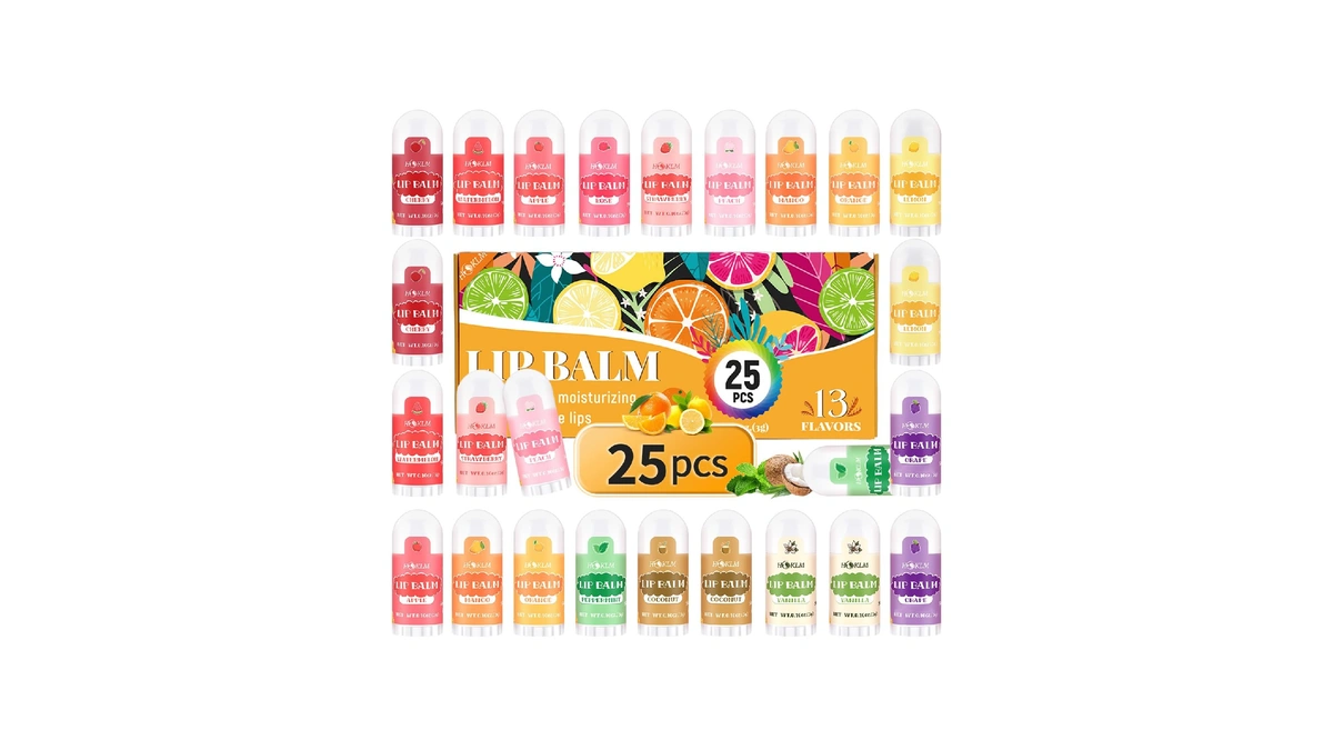 Mini Lip Balm 25 Pack, Natural Lip Balms With Vitamin