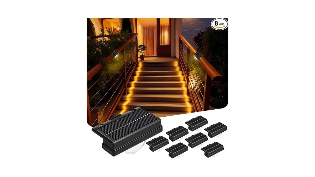 Ricvivid 8 Packs Solar Step Lights,solar Fence Lights Outdoor Waterproof