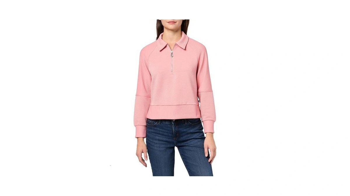 Nautica Women's 1/4 Zip Sweatshirt, Bridal Rose, X-small