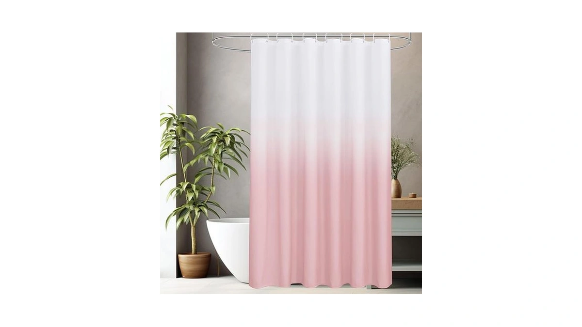 Aoohome Fabric Shower Curtains, Cloth Ombre Pink Shower Curtain Sets,