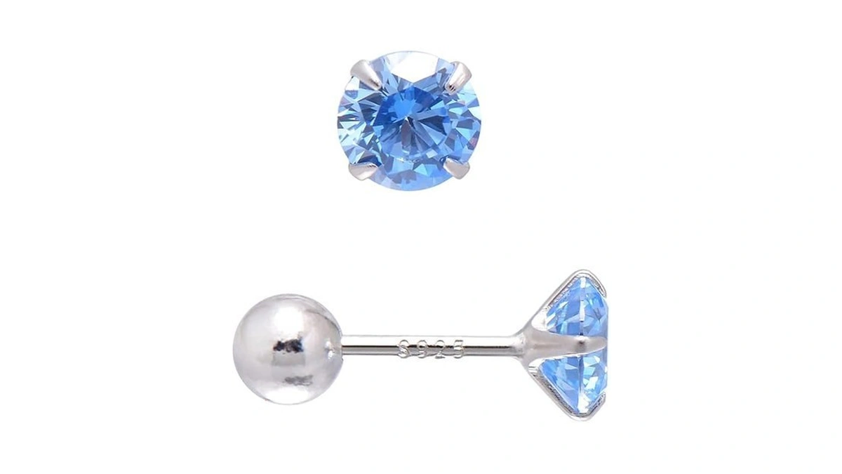 5mm Cubic Zirconia Stud Screw Backs Sterling Silver Earrings For