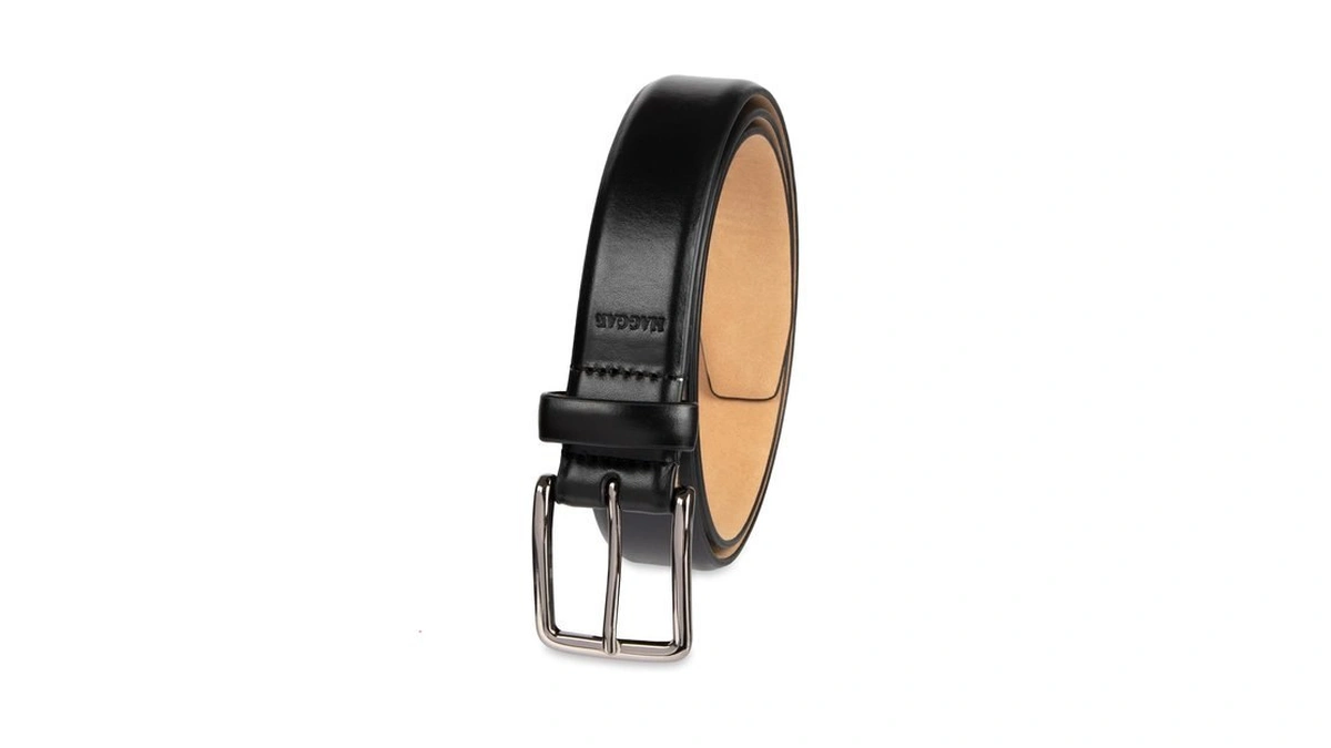 Haggar Men's Feather Edge Single Loop Dress Belt, Black, X-large