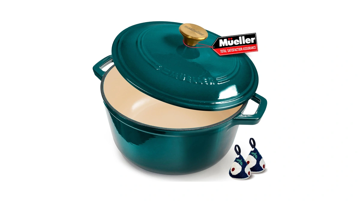 Mueller Duracast 6 Quart Enameled Cast Iron Dutch Oven Pot