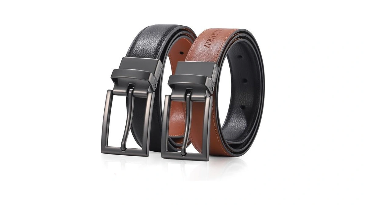 Awaytr Boys Genuine Leather Belt - Reversible Black And Brown